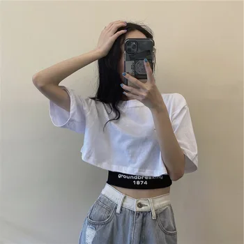 

2020 New Summer Women Solid Color Casual Slim-fit Sweet T-shirt Shory Style T-shirt O Neck Bts Harajuku Style Free Shipping