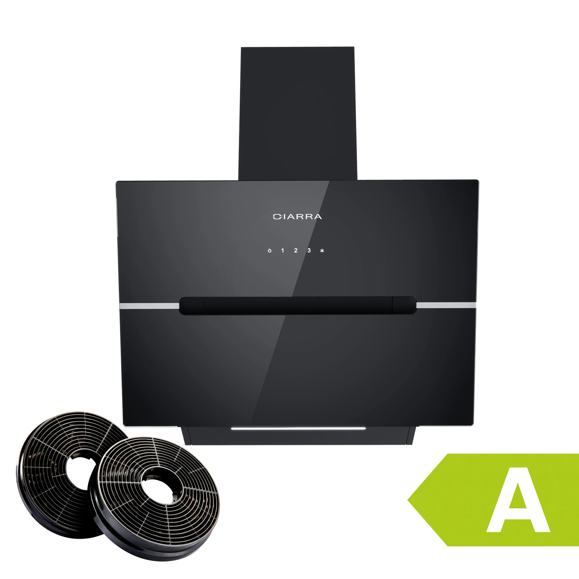 CIARRA CBCB6736F Campana Extractora Decorativa 60cm - 3 Velocidades de Extracción - Evacuación al Exterior y Recirculación Interna por Filtro de Carbón CBCF003 650m ³/h