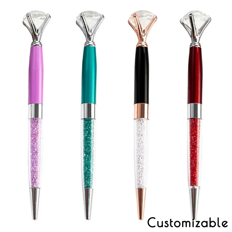 

Custom Logo New Style Large Diamond Metal Ballpoint Pen with Crystal Wedding Luxury Pen for Gift Student Advertising Ball Pen