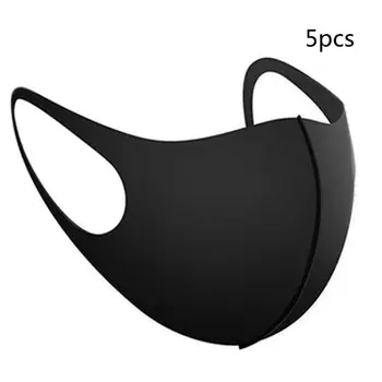 

5Pcs Women Men Dustproof Face Mask Polyurethane Sponge Washable Reusable Pollen Smog 3D Black Mouth Cover