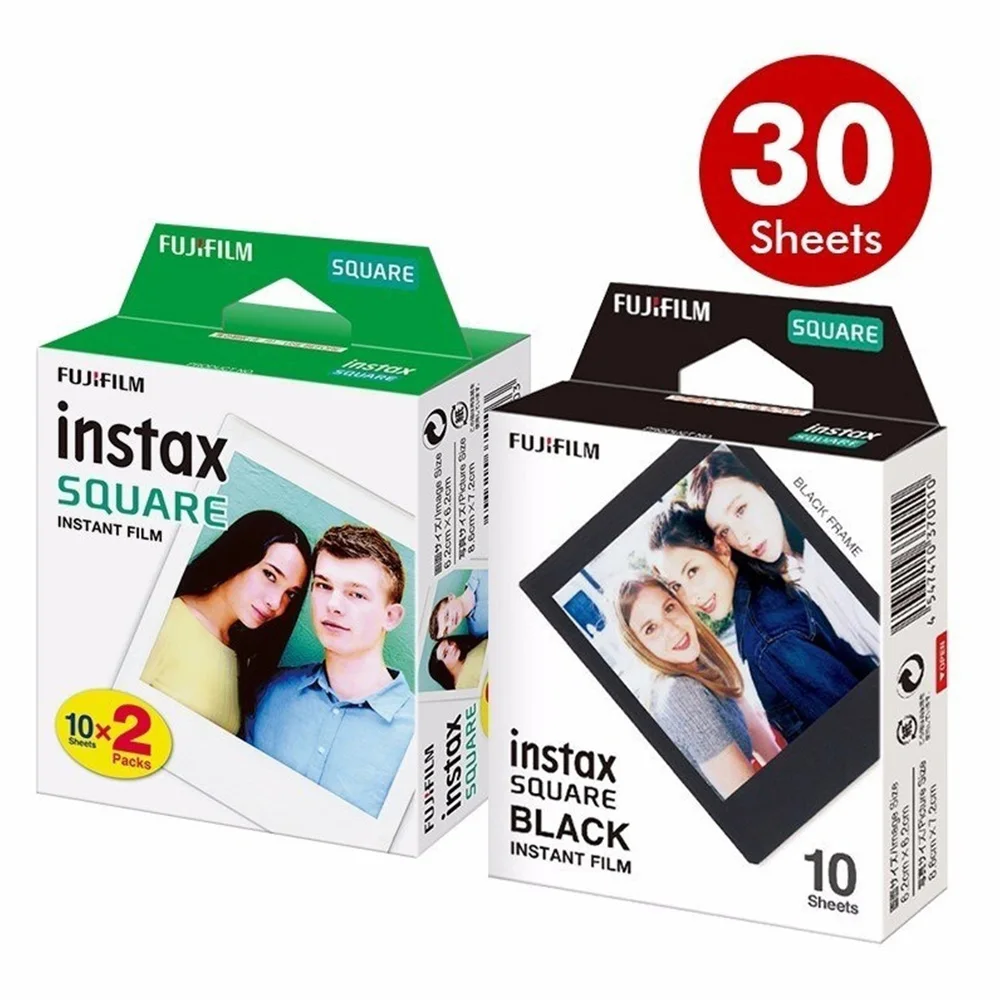 

Película cuadrada doble Paquete de reemplazo de película fotográfica para Instax SQ10 SQ6 cámara instantánea/impresora de SP-3, 10 Uds borde negro + 20 piezas borde blanco