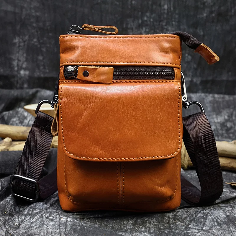 Luufan Waist Packs Genuine Leather Vintage For Men Cowhide Leather Belt Cross Waist Pack Fanny Bags Casual Travel Shoulder Bags
