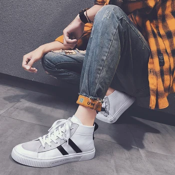 

2019 new autumn and winter hot men's microfiber leather casual high-top brand shoes fashion black sports shoes designer luxury