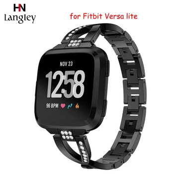 

Fashion Diamond Band For Fitbit Versa lite X-Shape Wristbands For Men Women Steel Straps Black Golden Band Watch Accessories