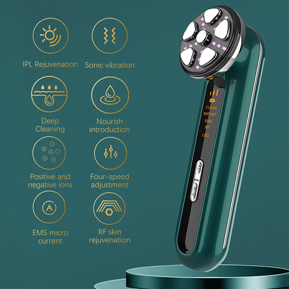 RF Color Light Skin Rejuvenation EMS Facial Massager IPL Frequency Beauty Instrument Micro Current Vibration Wrinkle Remover