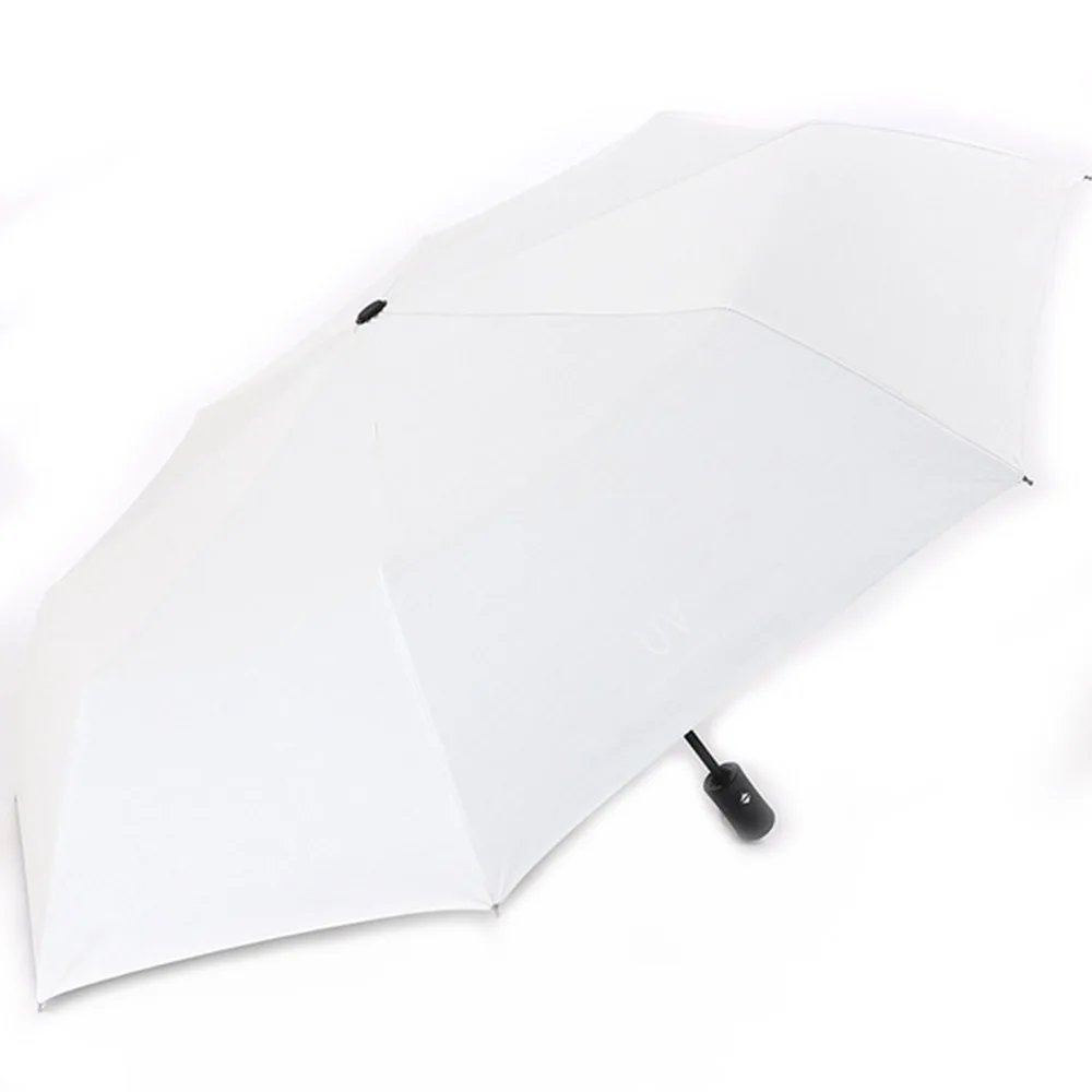 Anti-UV Umbrella 3 Folding Sunshine UV Shading Double Layer Automatic Umbrella Strong 8 Bones Black Coating Large Rainy Day