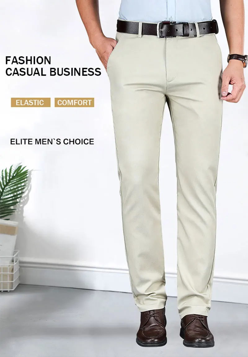 Robelli Men's Designer Slim Straight Fit Cotton Blend Chino Trousers White 