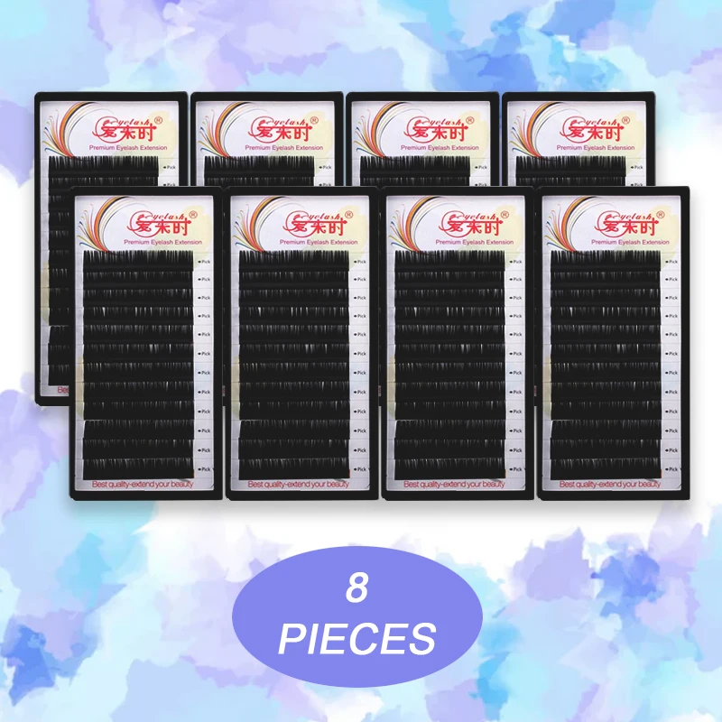

8 Trays Individual Eyelash Extension Korea Silk Volume Eyelashes Handmade Faux Mink Eyelashes Soft Natural Eye Lashes for Makeup