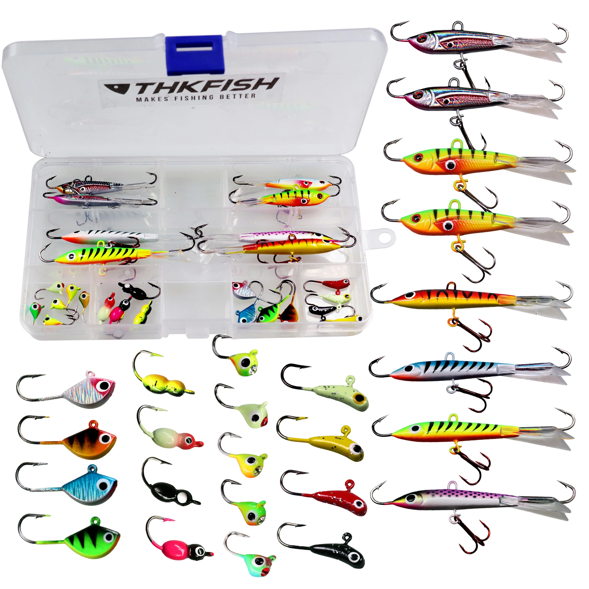 26Pcs/Set 1.1g-18g Ice Fishing Jigs Lure Hard Baits Lead Jig With