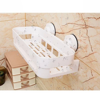 

White Powerful Non-Perforation Suction-Free Suction Cup Storage Basket Bathroom Toilet Kitchen Storage Rack Drain Basket