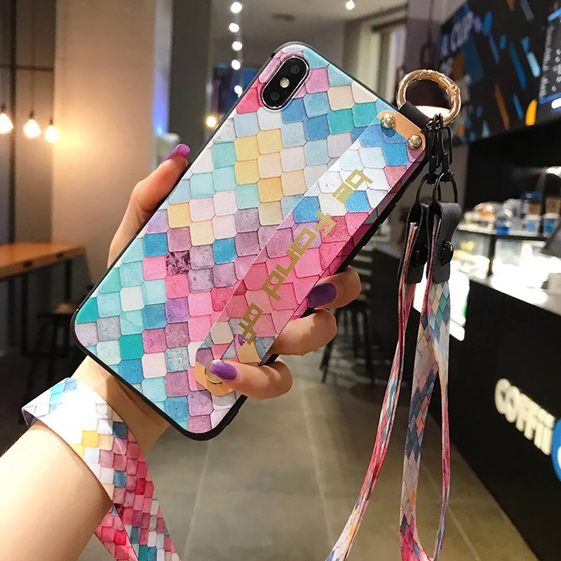 Fabulous Case For iphone 11 pro max SE 2020 7 8 plus 6 6s X Xs XR Soft TPU Wrist Strap Phone Holder coque cover | Мобильные телефоны