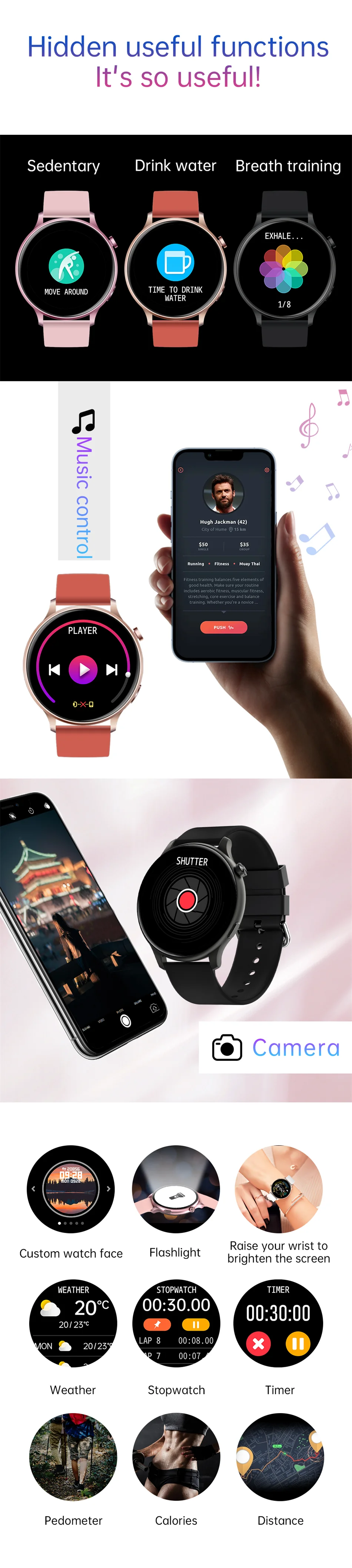 2022 New Bluetooth call Smart Watch Women Men Dynamic dial Information Remind Sports Multifunctional Waterproof Smartwatch+Box