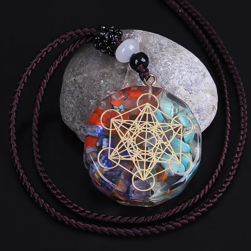 Bloem Van Het Leven Hanger Ketting Natuursteen Chakra Reiki Healing Energie Generator Emf Straling Bescherming Orgonite Ketting