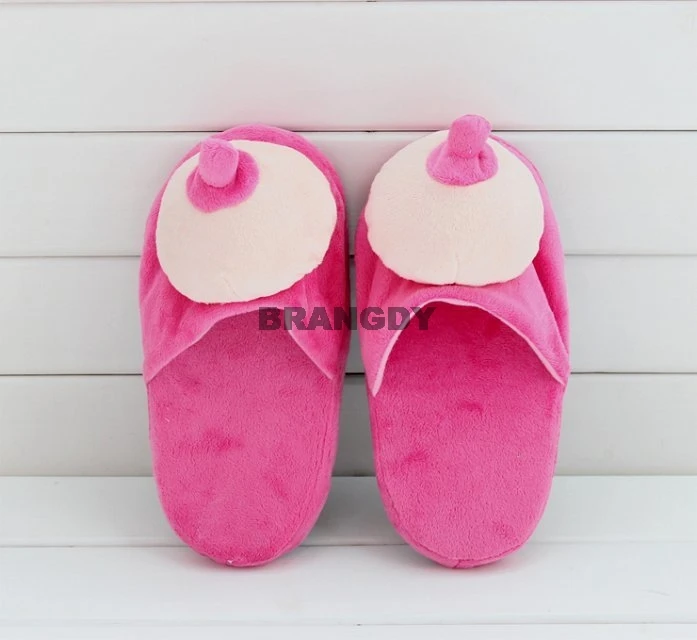 Sex Toys Sex Clothing Winter Slippers Creative Fun Penis Shoes Bronzing Penis Breast Slippers Home Funny Women Shoes
