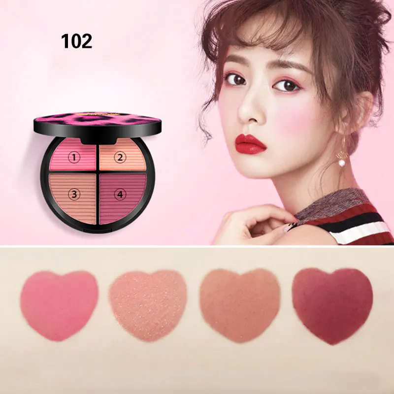 Горячая 4 цвета Highlighter пудра Румяна Палетка с кистью 3D контур лица хайлайтер затенение Пудра Косметика для макияжа лица
