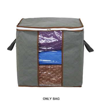 

2pcs Large Capacity Home Zipper Foldable With Handle Modern Clear Window Bedding Storage Bag Organizer Non Woven Clothes Quilt