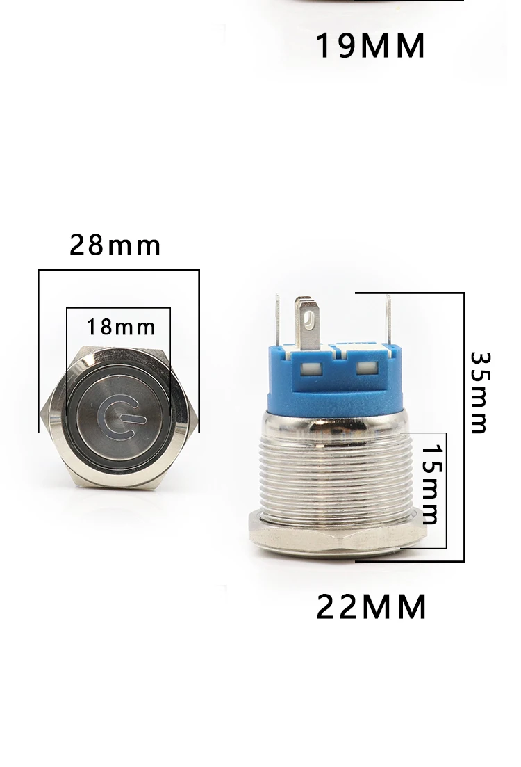 Bouton poussoir avec éclairage 12/24 V vert