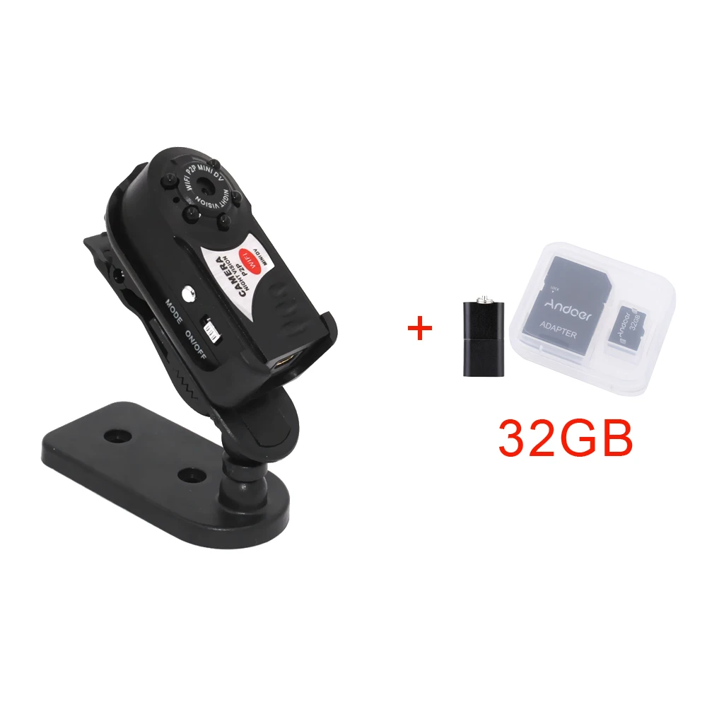 Q7 Wireless Night Vision Network Mini Camera Wifi Multi-function Micro Cam Network Monitoring - Цвет: With 32G TF Card