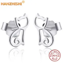 Горячая Распродажа 925 пробы серебряные милые серьги-гвоздики с котом для женщин и девушек S925 Серебряные серьги DIY berloque ювелирные изделия подарок