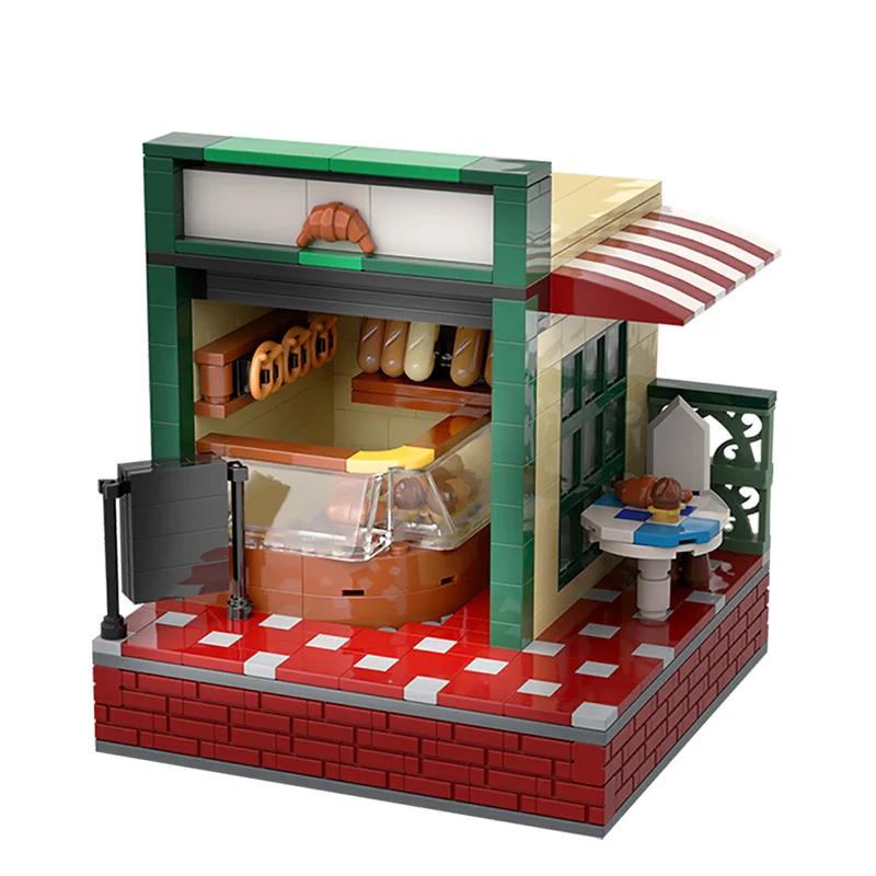 

Buildmoc Street Bakery Shop Block City Sets View Architecture Retail Store Snack Bar Building Blocks City House Bricks Kids Gift