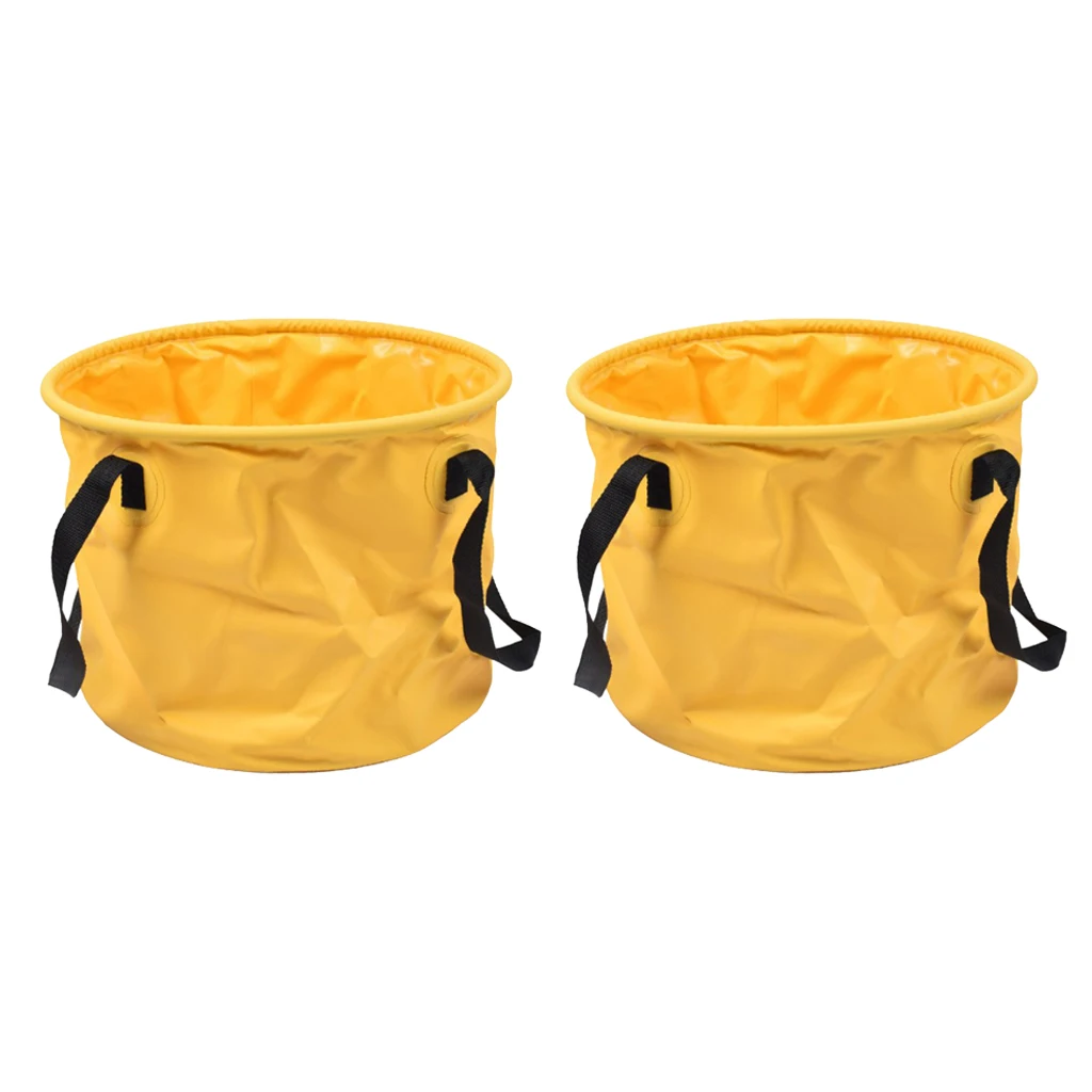 2pcs Folding Fishing Buckets Fishing Pail Fish Bucket Water Carrier Bag Outdoor Hiking Camping Hunting Travel Water Basin