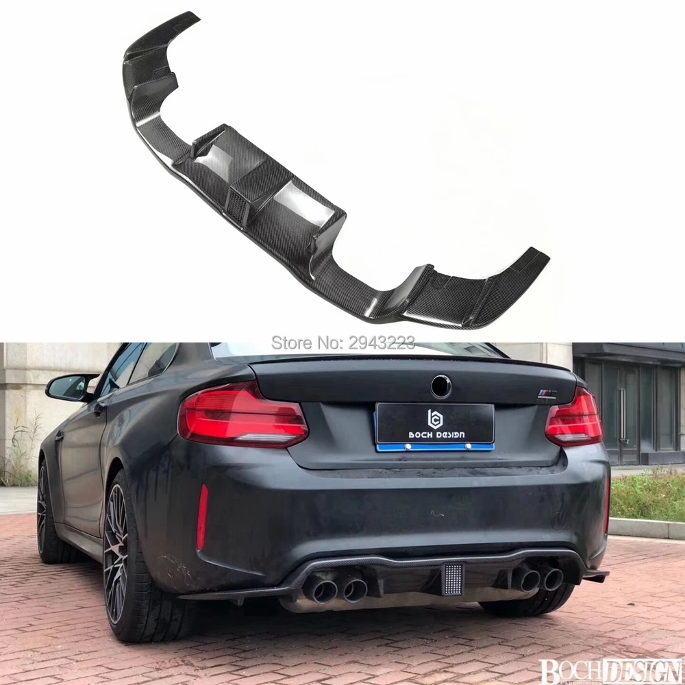 

For BMW 2 Series F87 M2 2016 2017 2018 Carbon Fiber Rear Bumper Lip Trunk Spoiler Rear Diffuser Protector With Led Lamp