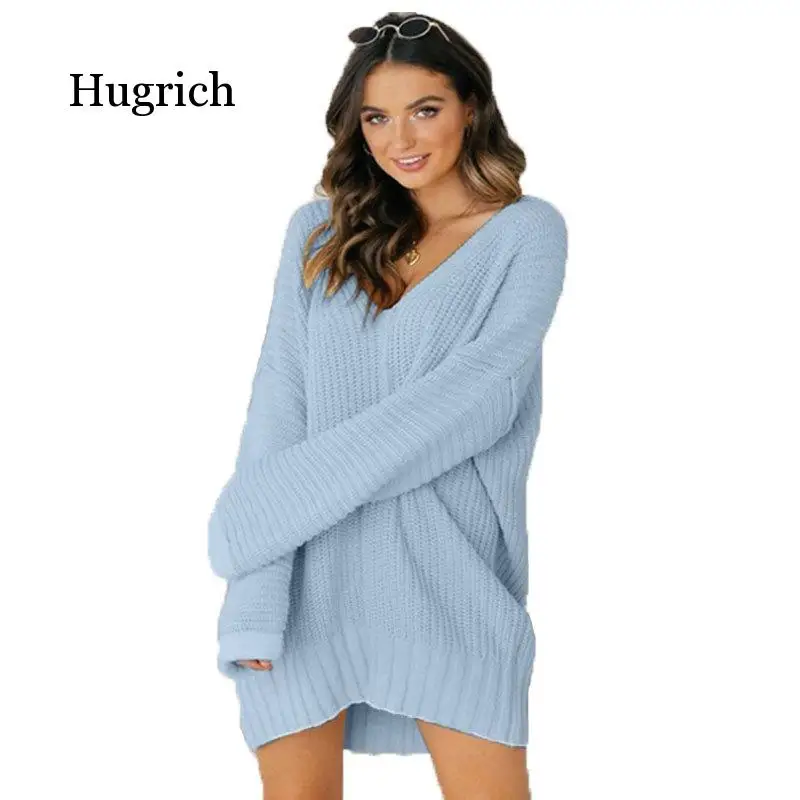 

Womens Sweater Winter Neck Jumper Loose Long Sleeve Lazy Oversize Jumper Shirt Tops Dress Autumn Pullover