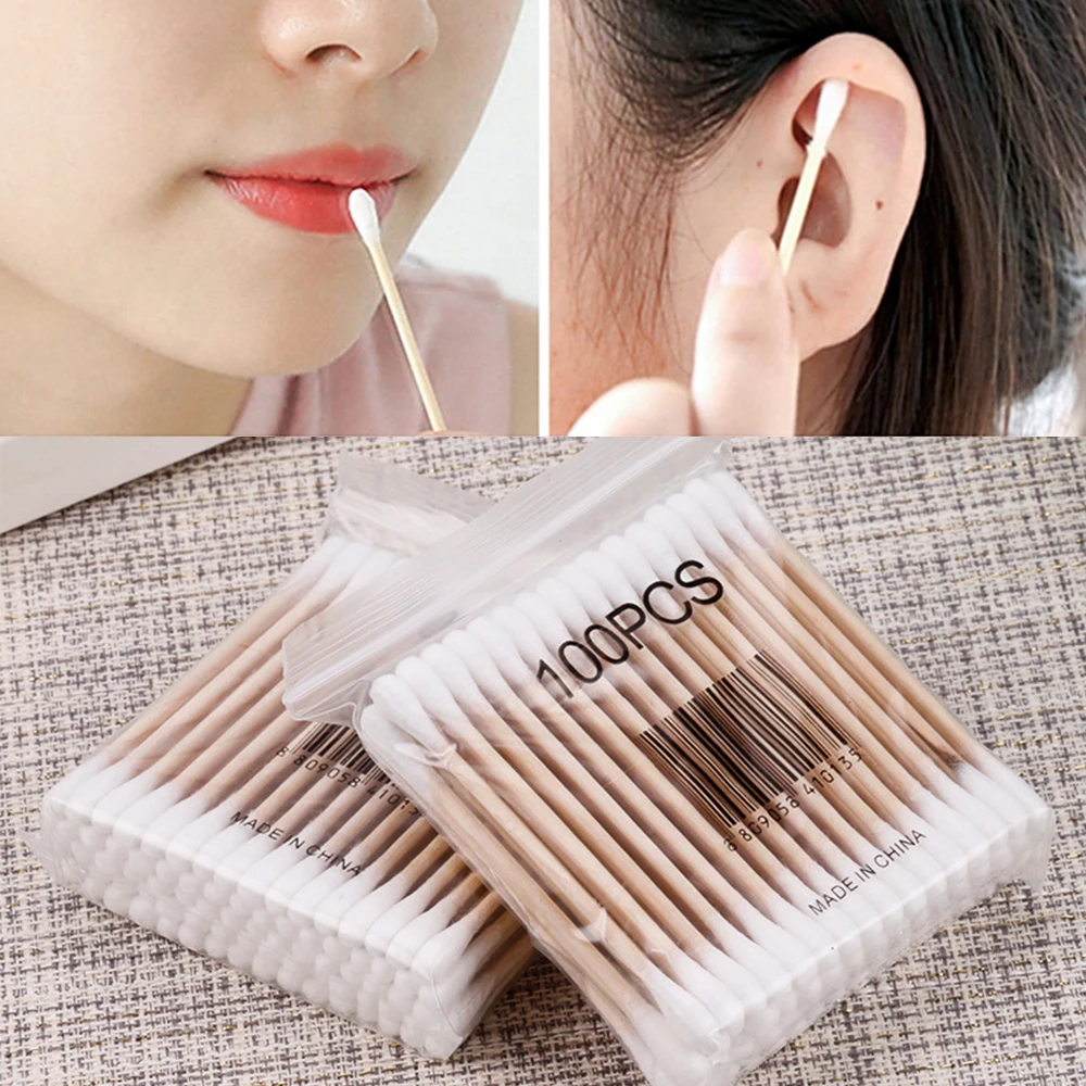 30-200 Pcs Double Head Cotton Swab Women Makeup Buds Tip For Medical Wood Sticks Nose Ears Cleaning Health Care Tools | Красота и