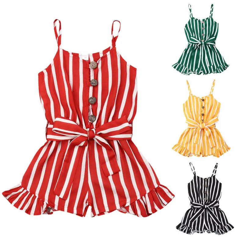 

Maximum supplier Kid Baby Girl Clothes Sleeveless Stripe Romper Jumpsuit Summer Outfit Playsuit