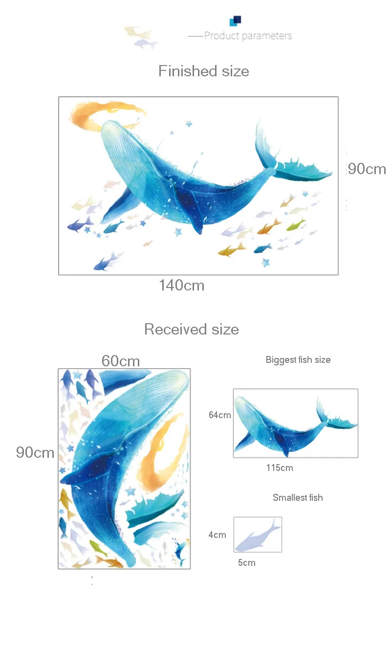Стикер на стену с большим Китом, креативные виниловые художественные наклейки для детей, украшения для детской комнаты, подводный мир, декор для спальни, Настенная Наклейка на стену