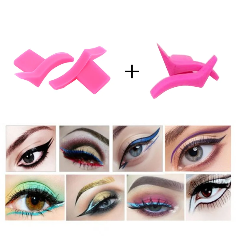 Silicon 2PCS/1Set Eyeliner Wing Stamps Easy to Makeup Template Stencil Models Eyeliner Tail Mold Professional Makeup Tool