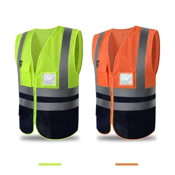 

High Visibility Safety Vest With Zipper Reflective Jacket Security Waistcoat