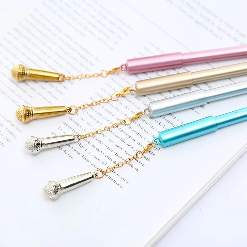 12 шт гелевая ручка для творчества Новинка милый карамельный цвет кулон «микрофон» школьные чернильные ручки для студентов подарок канцелярские принадлежности Kawaii офис