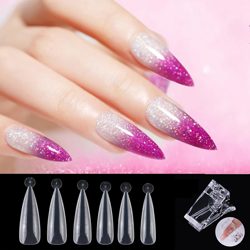 Gel-Mold Tips Nail-Extension-Forms Quick-Building Full-Cover Clear 120/60/24pcs