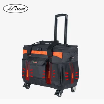 

LeTrend Black waterproof Oxford Rolling Luggage Spinner Men Large multifunction Suitcase Wheels Toolkit Tie toolbox Trolley