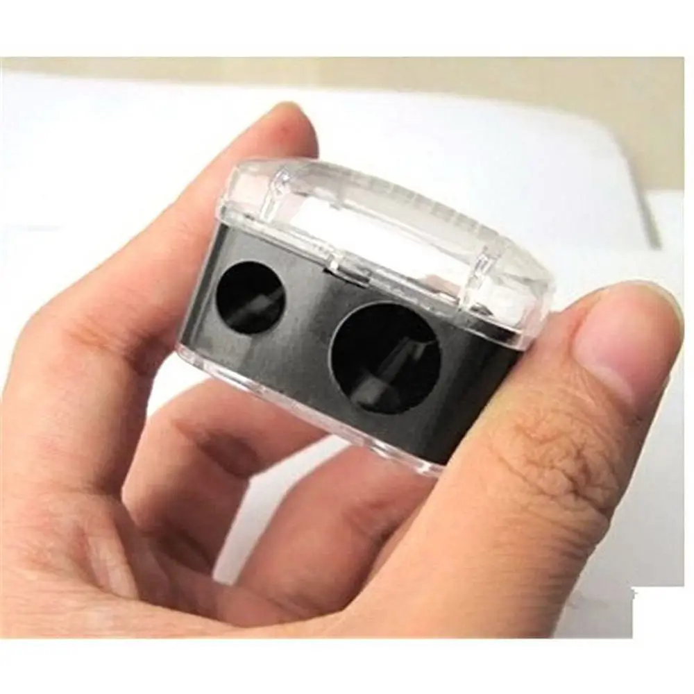 2 Holes Black Precision Cosmetic Pencil Sharpener For Eyebrow Lip Liner Eyeliner Pencil School Office Supply Gift Simple 3