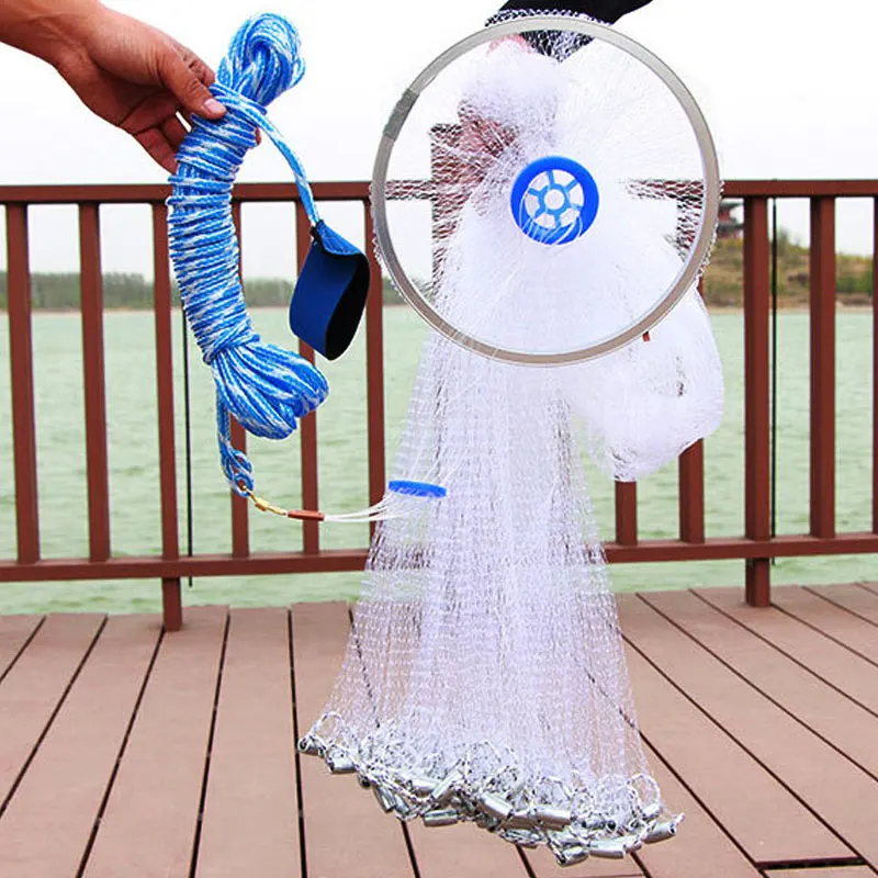 

Fishing Casting Net 2.4-3.6M American Cast With Sinker Or Without Small Mesh Trap For Fish Network Goods