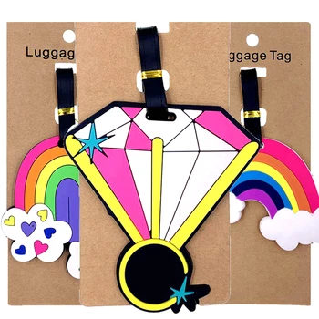 

Creative Diamond Rainbow Luggage Tags Travel Accessories Portable Suitcase ID Addres Holder Label Silica Gel Baggage Boarding