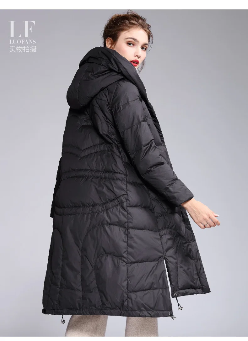 new design white down jacket drawcord loose short front and long back large size women jackets winter fashion warm coats