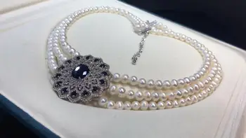 

Fine Jewelry 1103 Natural Fresh Water White Pearls 6mm Multi Layers Necklaces for Women Fine Pearls Necklaces