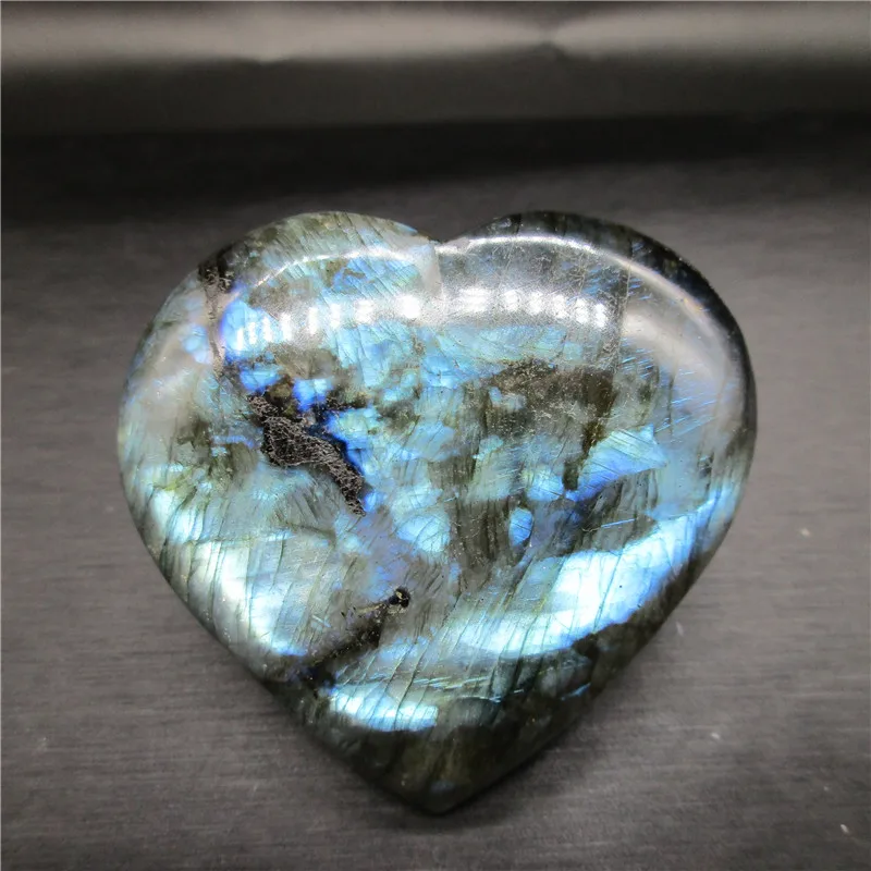 

Blue Light Natural Labradorite Heart Stone Crystal Mineral Specimen Moonstone Gemstone Fengshui Healing Reiki Love Gift Decor