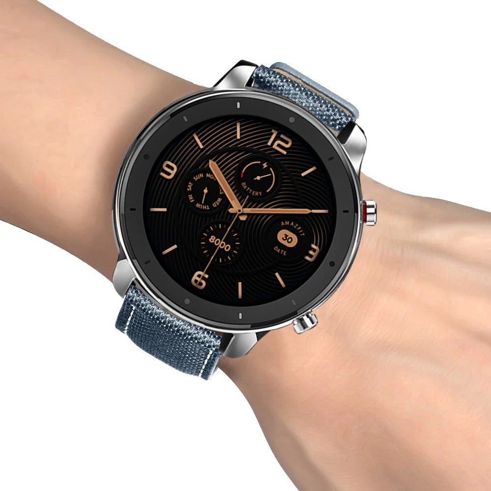 Водонепроницаемый кожаный ремешок для часов Xiaomi Huami Amazfit GTR 22 мм Смарт-часы спортивные фитнес-браслет для huawei Watch GT