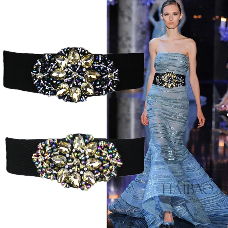 Belt Rhinestone Buckle Elegant Women Belts Rhinestones Rhinestone