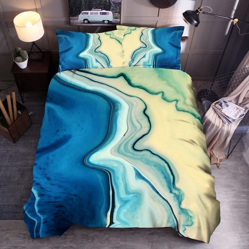 

Colored Marble Bedding Sets Duvet Cover Pillowcase Set 2/3pcs Single Queen King Size Bed Linen Quilt Cover (No Sheet No Filling)