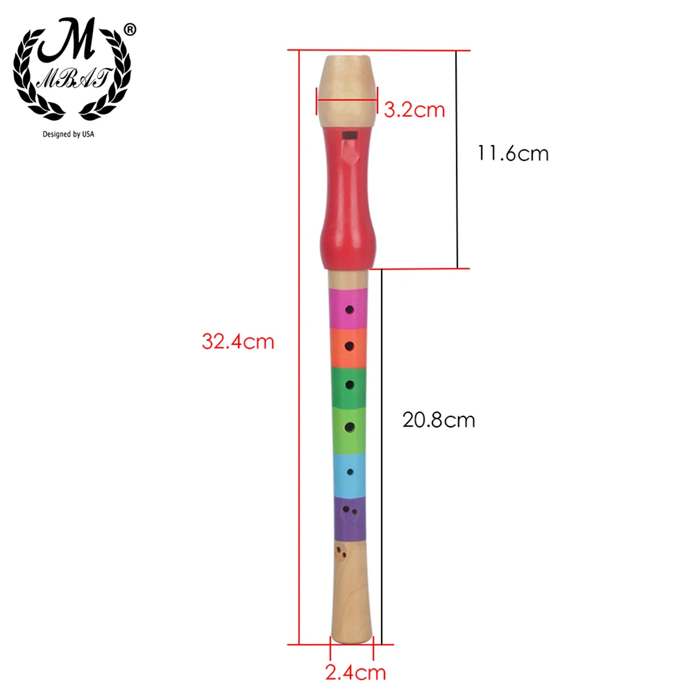 M MBAT High Quality Wooden Eight Hole Treble Orff Flute Wooden Kids Professional Playing Musical Instrument for Children Gift