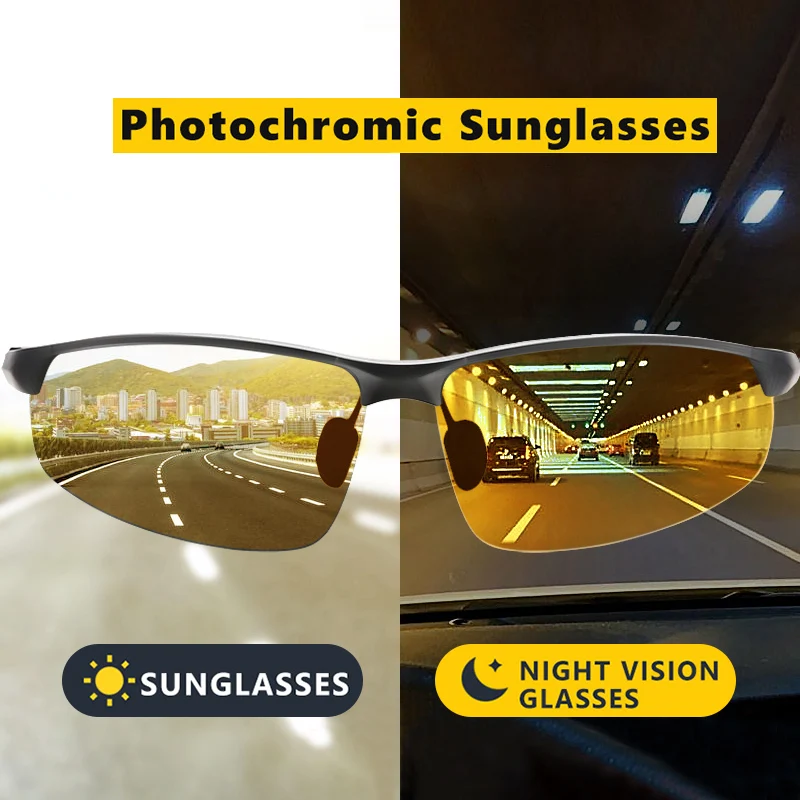 AOCCK Lunettes de soleil Polarized Photochromic Sunglasses Men Designer Driver Sun Glasses For UV400 Male Driving Fishing Oculos De