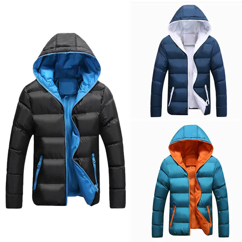

M-5XL 2020 Winter Warm Slim Men Down Jackets Casual Hooded Parka Male Solid White Duck Feather Down Jacket Hombre Zipper Coats