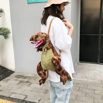 

Women/girl Backpack Parent-child Dinosaur Bag New Children Backpack Zipper Cartoon Big Dinosaur Children's Backpaack Suede