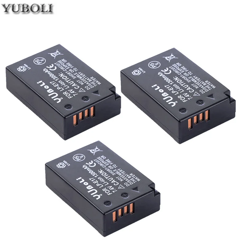 4 х 7,4 v 1300mah мА/ч. аккумулятор LPE17 LP E17 LP-E17 Батарея для цифровой однообъективной зеркальной камеры Canon EOS 200D M3 M6 750D 760D T6i T6s 800D 8000D поцелуй X8i камеры - Цвет: 3battery