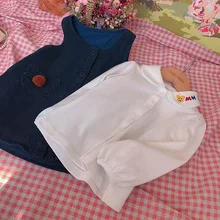 Г. Весеннее платье-майка в японском стиле хлопковая рубашка вельветовое платье с отворотами и одной пряжкой Милая весенняя одежда для маленьких девочек